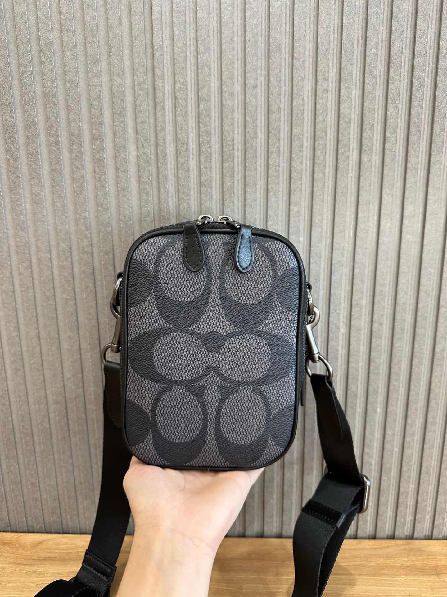Coach Stanton Crossbody Bag in Charcoal Black Signature Canvas High