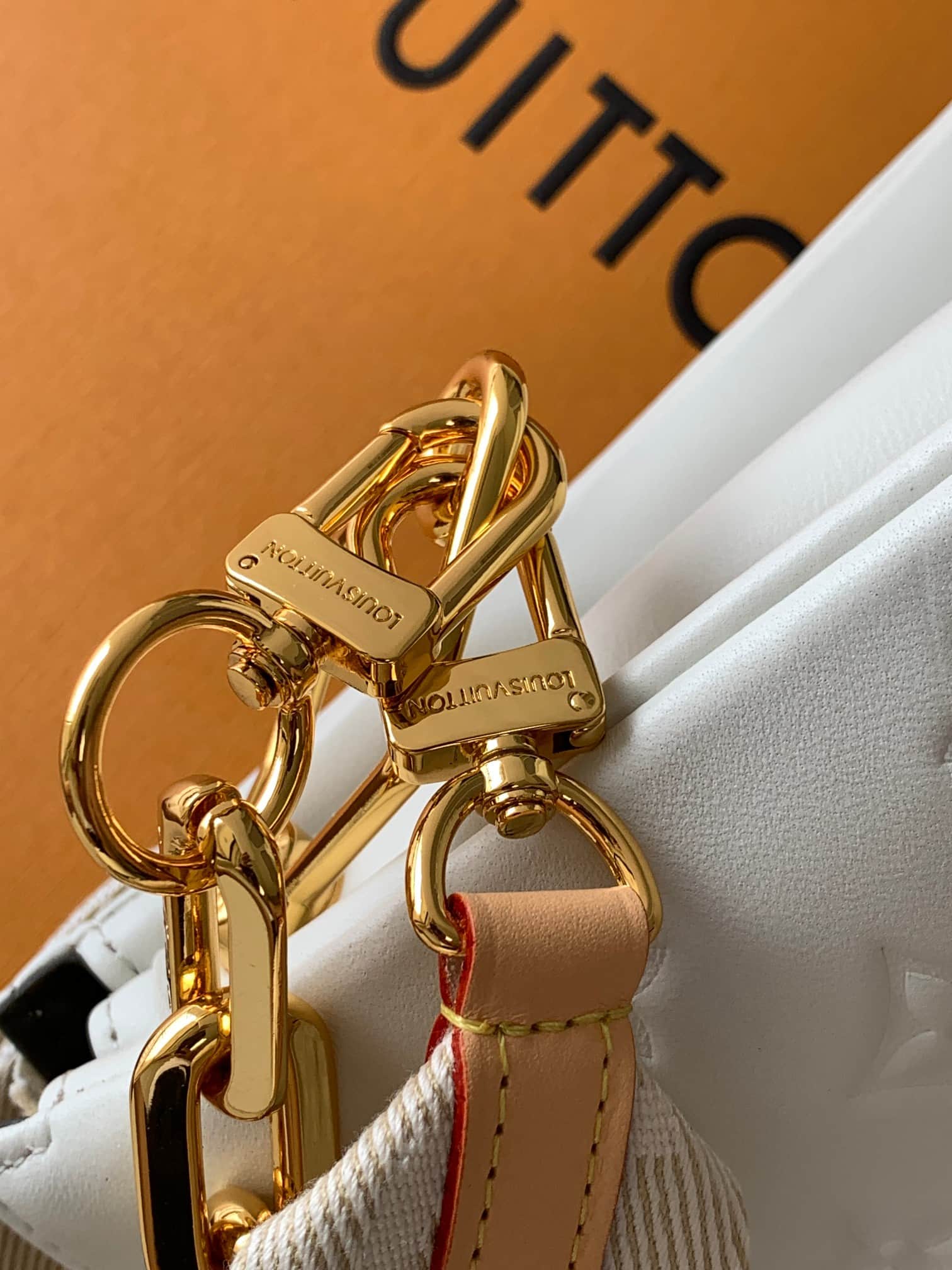 Louis Vuitton Coussin PM Cream Monogram-embossed puffy lambskin M21262 High