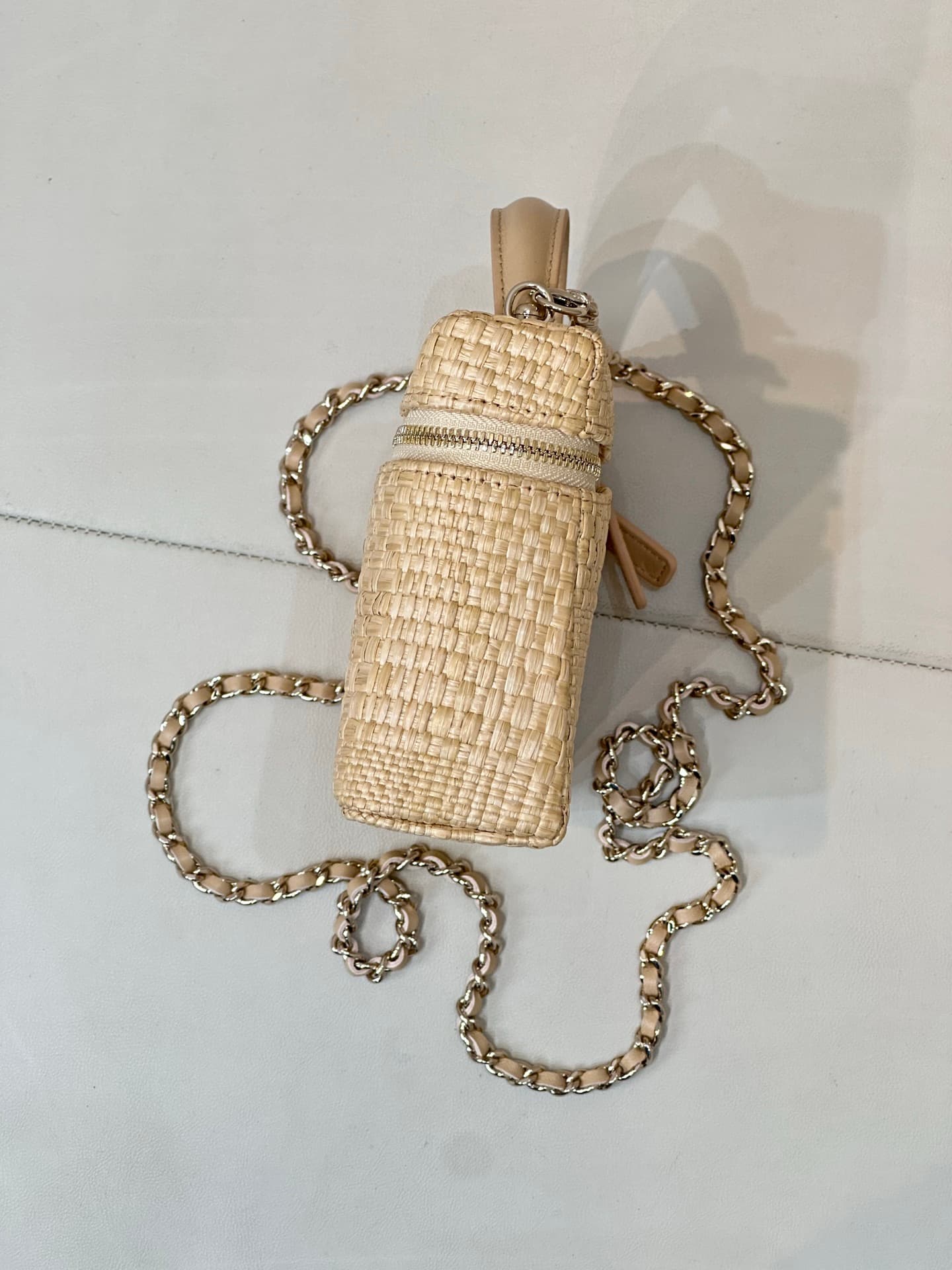 Chanel Classic Vanity with Chain Braided Raffia & Gold-Tone Metal Beige AP4385 TOP