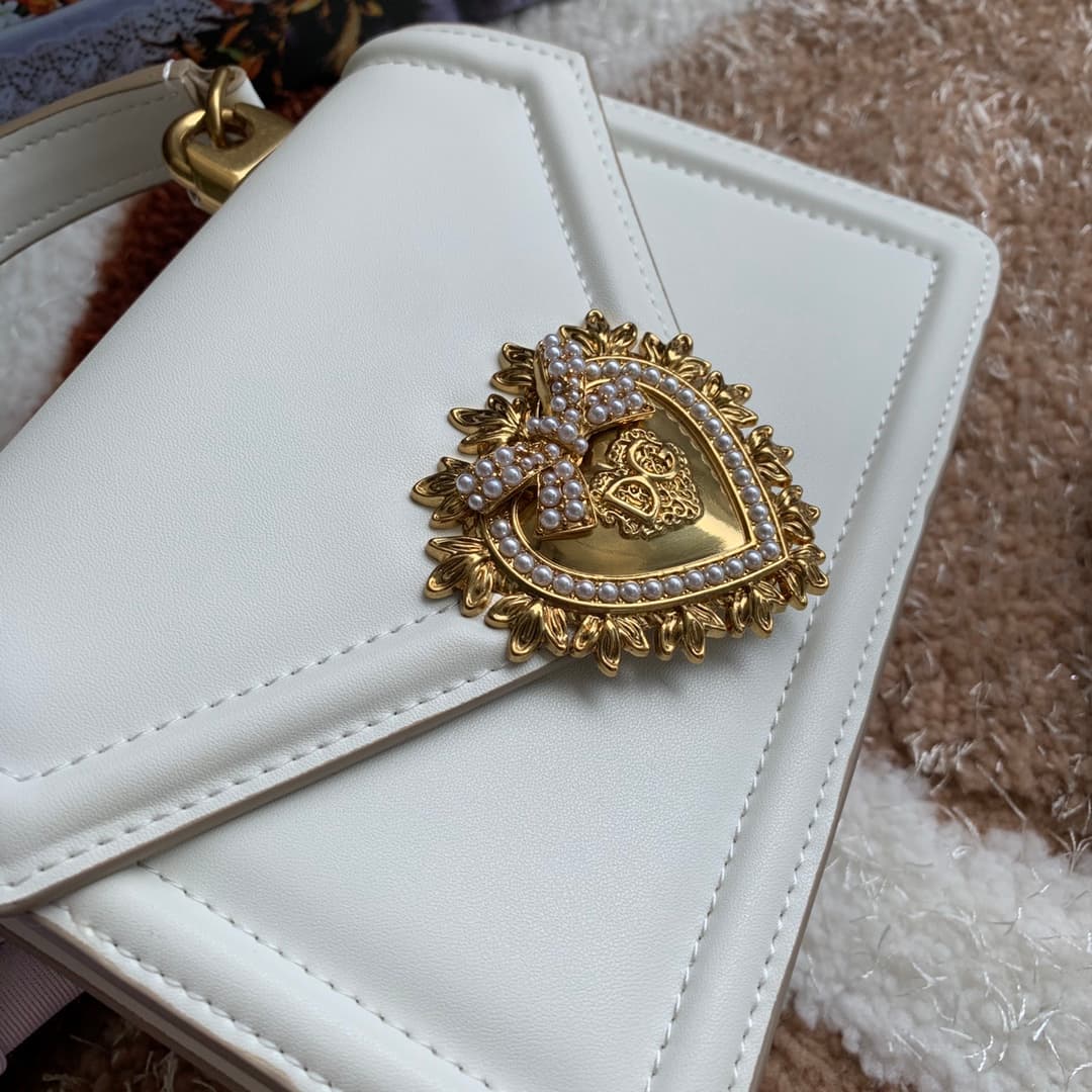 Dolce & Gabbana Small Devotion bag in smooth calfskin in White High