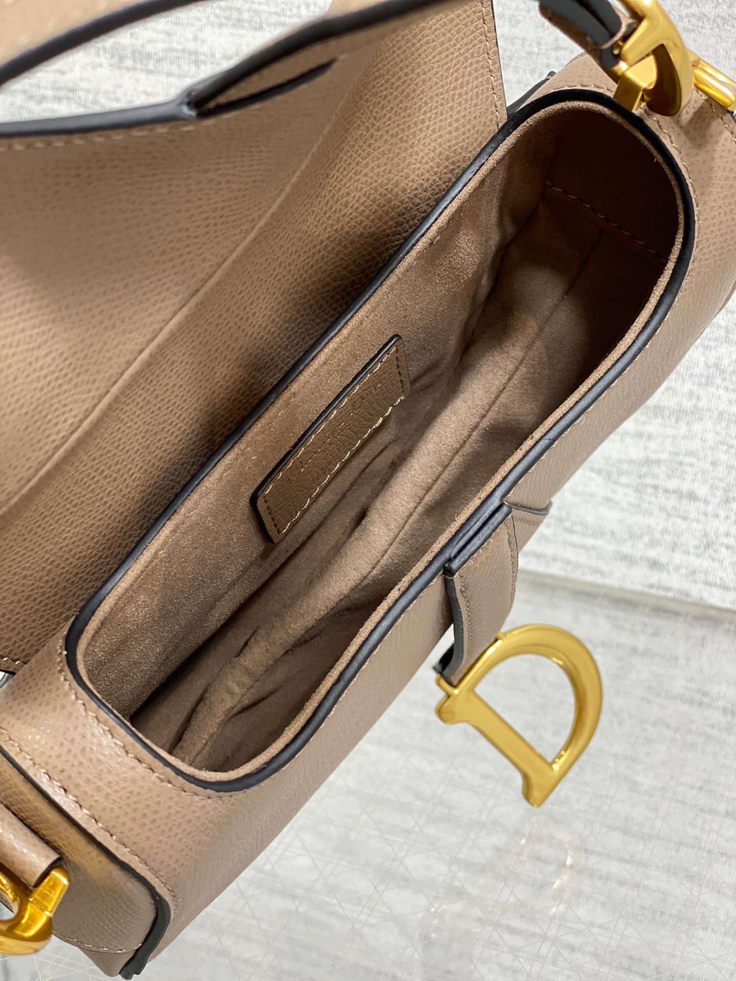 Mini SADDLE BAG Grained Calfskin Warm Taupe High
