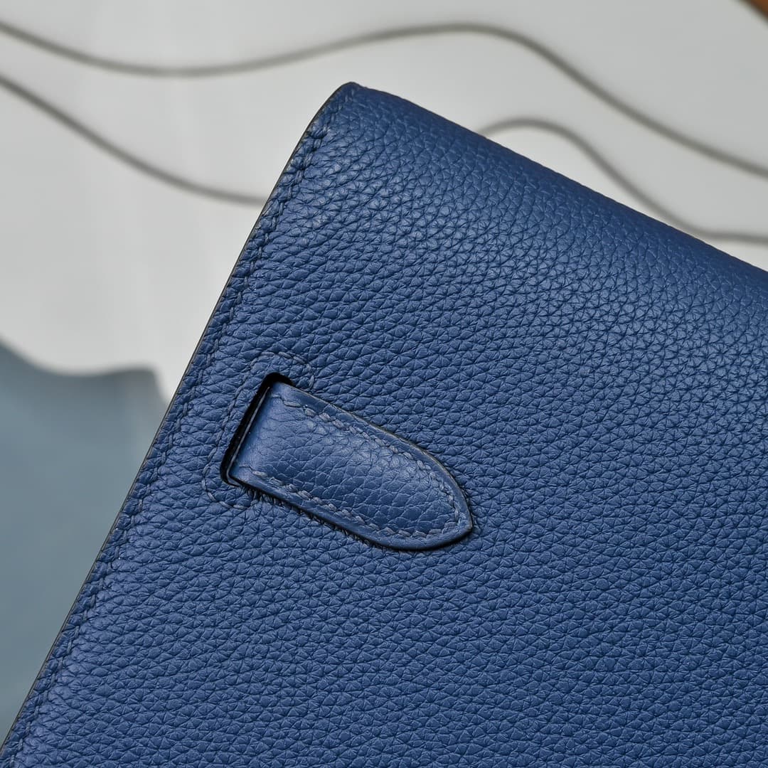 Hermes Kelly depeches Togo 36 briefcase In Dark Blue CalfskIn WAX High