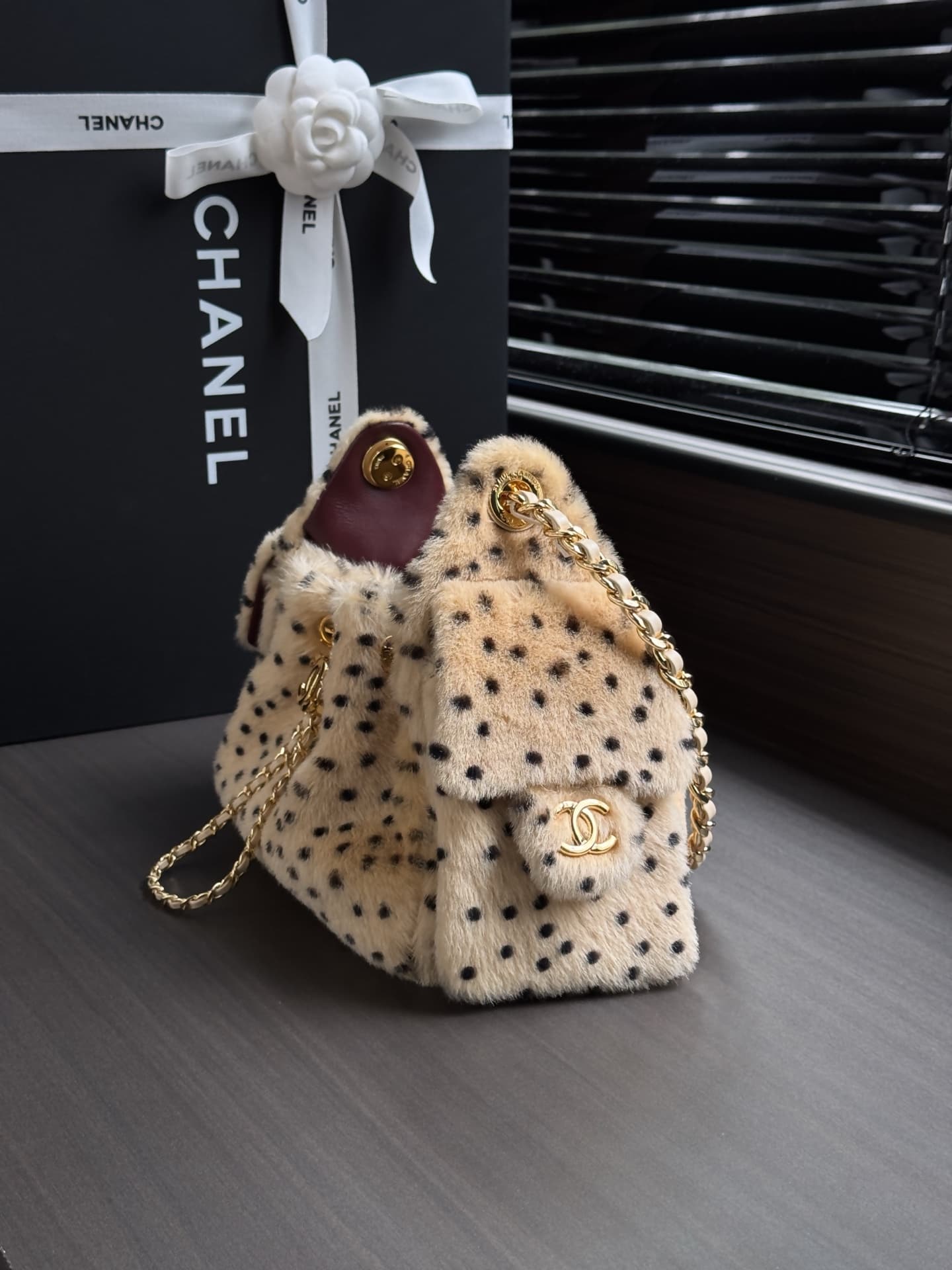 Chanel 25 Mini Hobo handbag AS5631 Lambskin & Gold-Tone Metal Light Beige & Black A