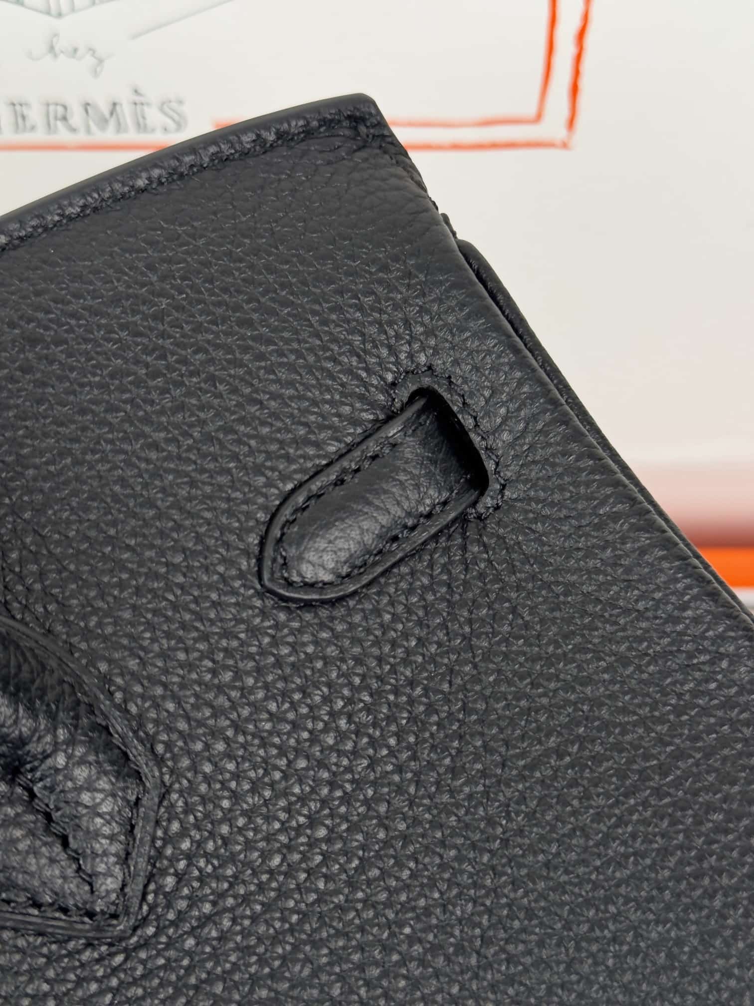 Hermes Birkin 25/30 Bag Togo Calfskin Leather Black High