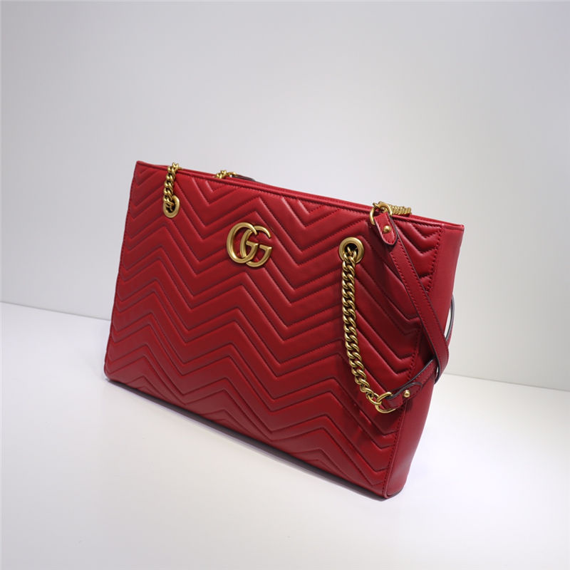 Gucci Marmont Zip Tote 524578 Leather Red High