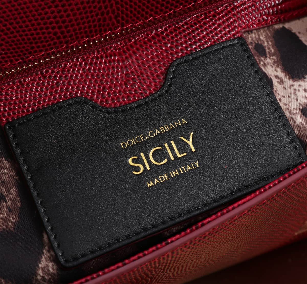 Sicily Handbag 25cm in Iguana Print Calfskin and Crystal DG Logo Patch High