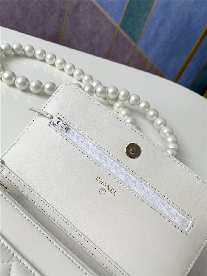 Chanel Wallet on Chain Imitation Pearls White A