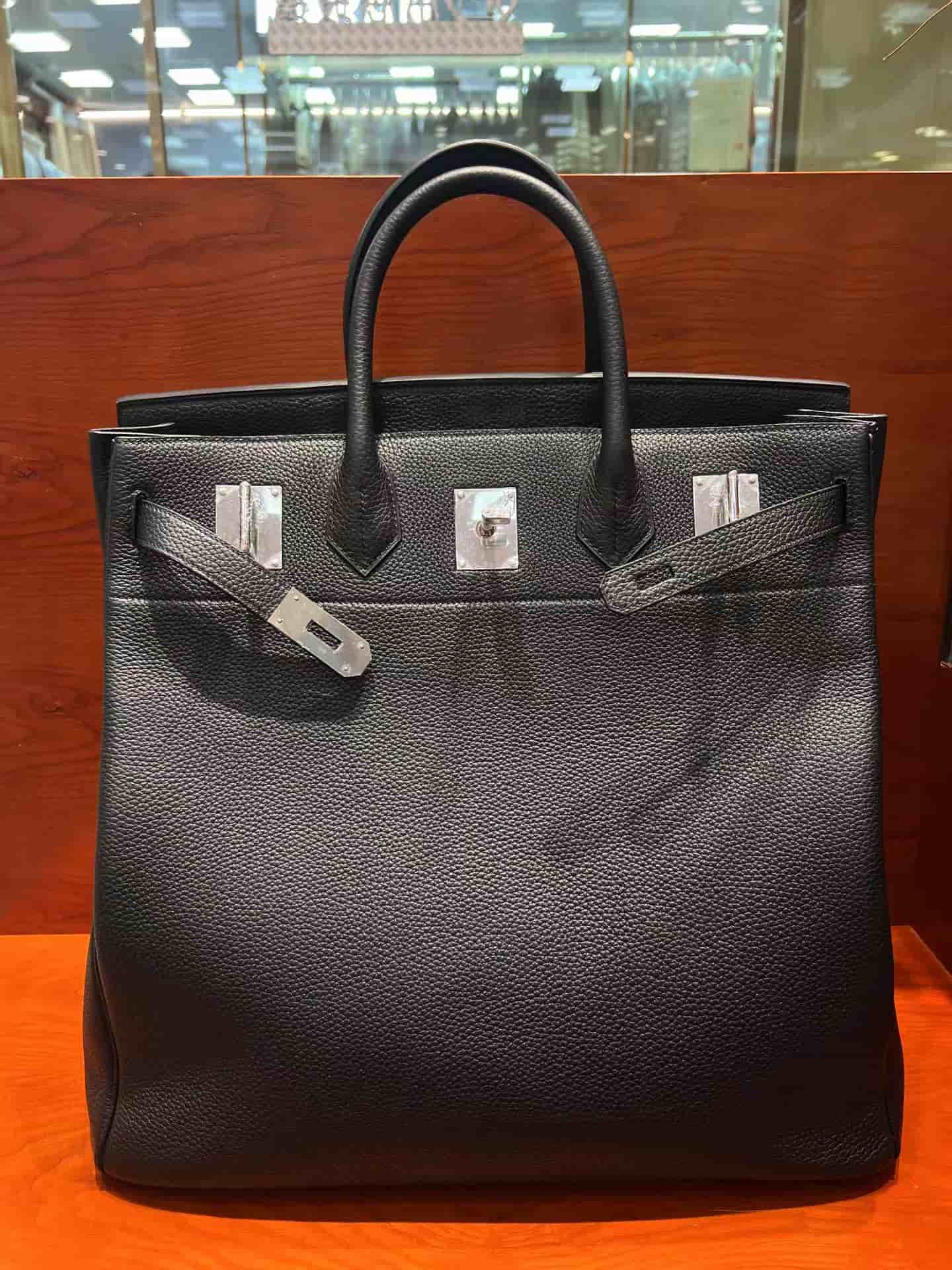Hermes HAC Birkin 40 Bag Togo Leather In Black WAX High Customizing Style