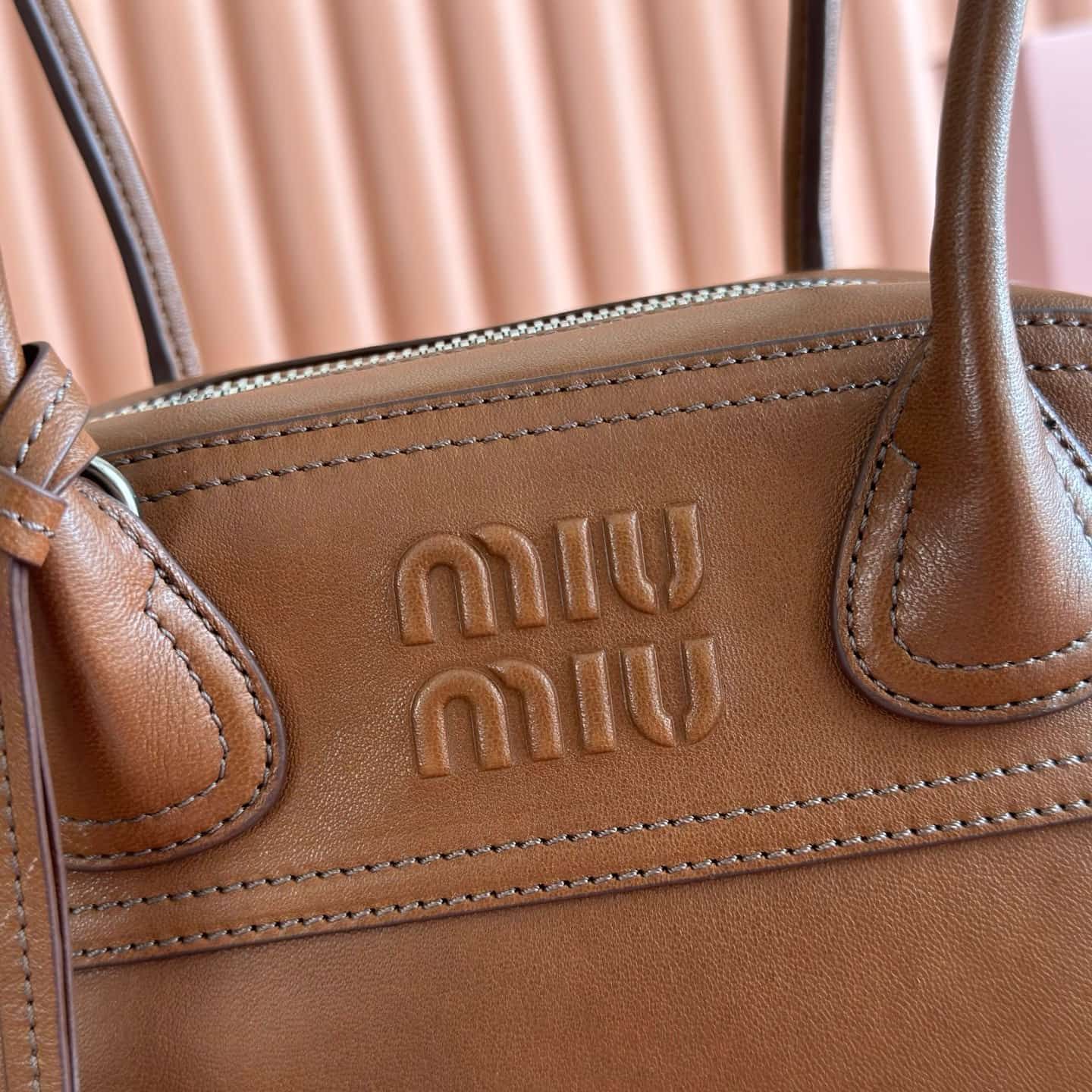Miu Miu Vivant nappa leather bag Caramel 5BB200  TOP