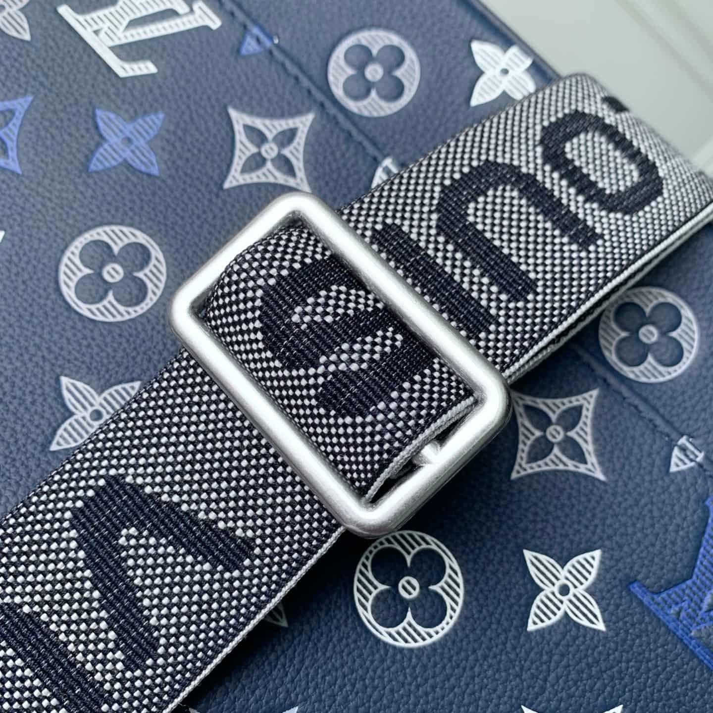 Louis Vuitton Trio Messenger Navy Blue Monogram Shadow calfskin leather M28618 High