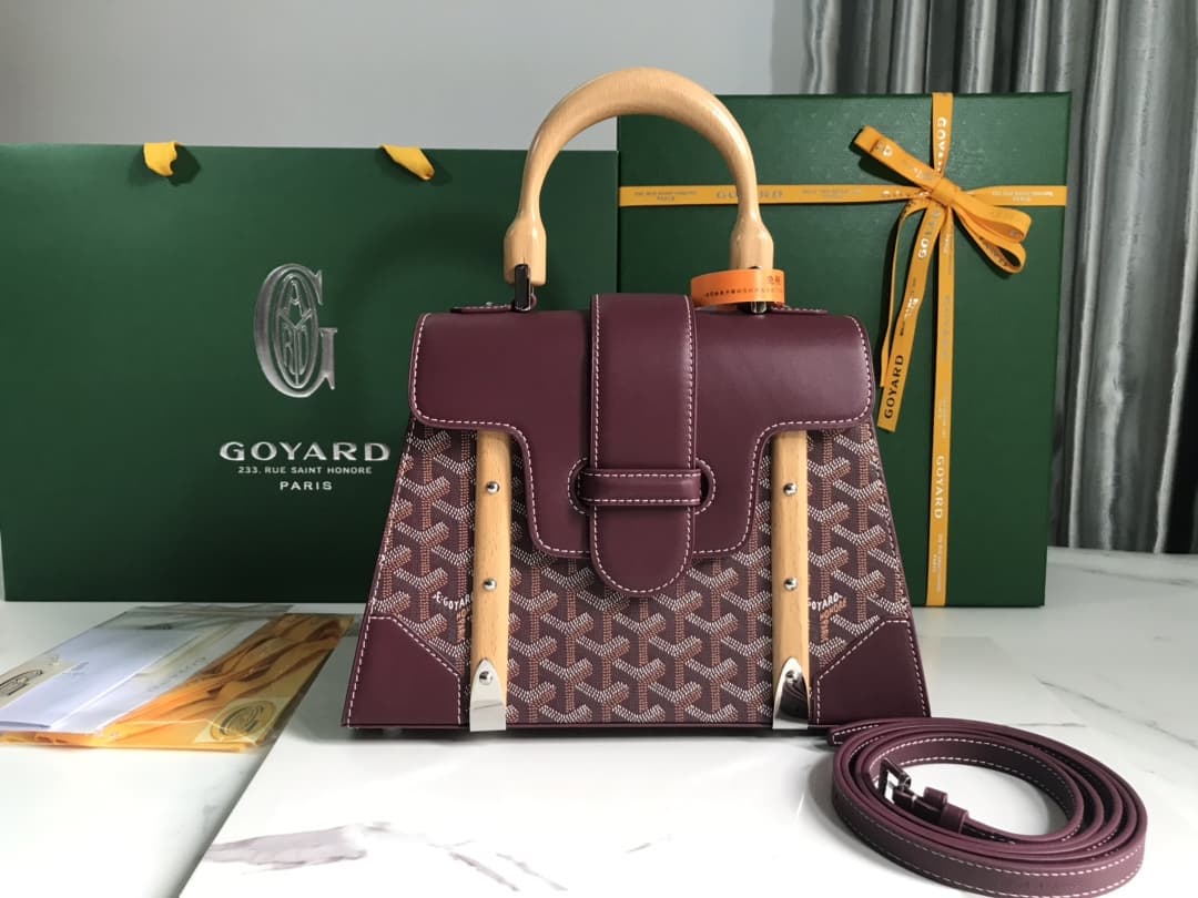 Saïgon PM Bag Goyardine Canvas & Clamecy Cowhide Burgundy High
