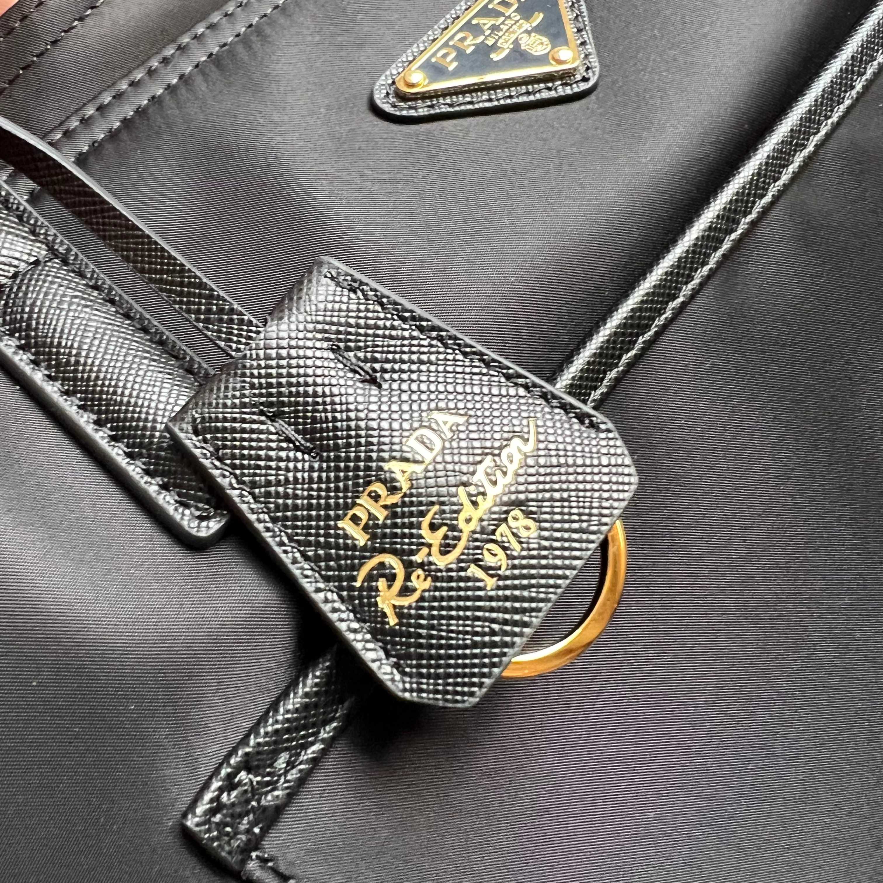 Prada Re-Edition 1978 medium Re-Nylon and Saffiano leather tote bag 1BG555 Black High