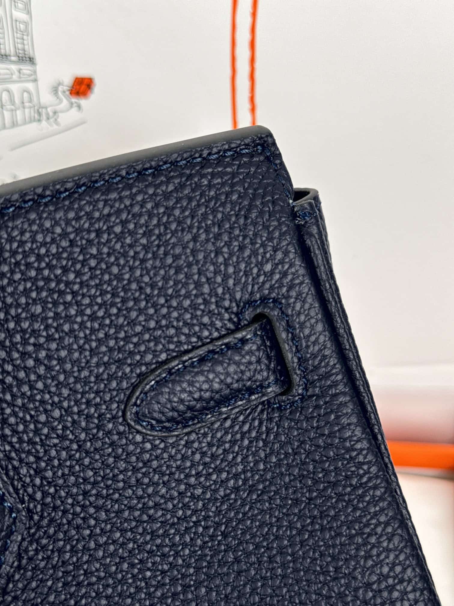 Hermes Birkin 25/30 Bag Togo Calfskin Leather Bleu Obscur High