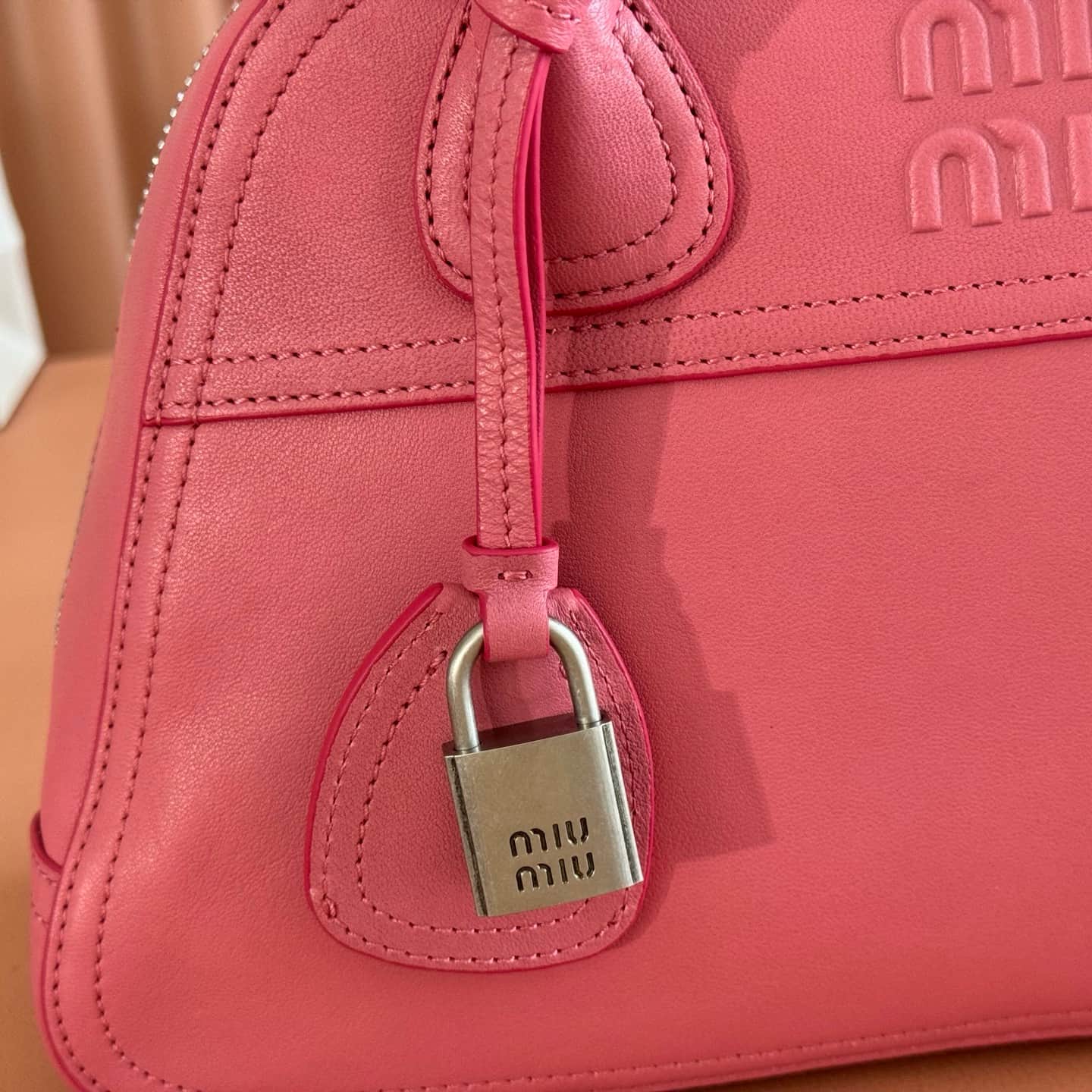Miu Miu Vivant nappa leather bag Pink 5BB199 TOP