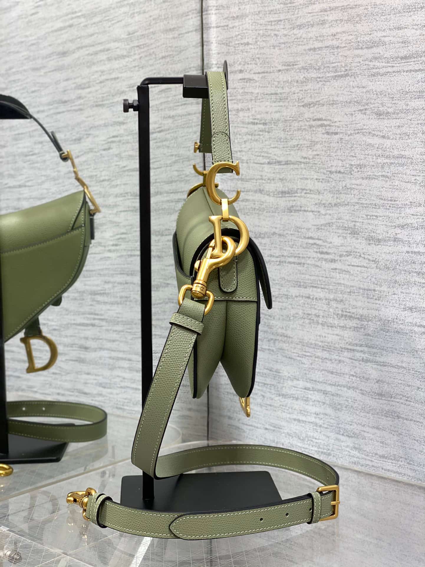 Mini SADDLE BAG Grained Calfskin Clay Green High