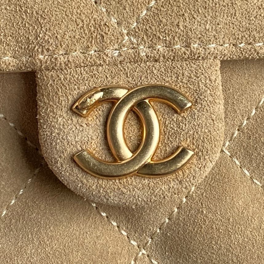 Chanel 25 Medium Hobo Medium handbag AS5311 Suede & Gold-tone Metal Camel High