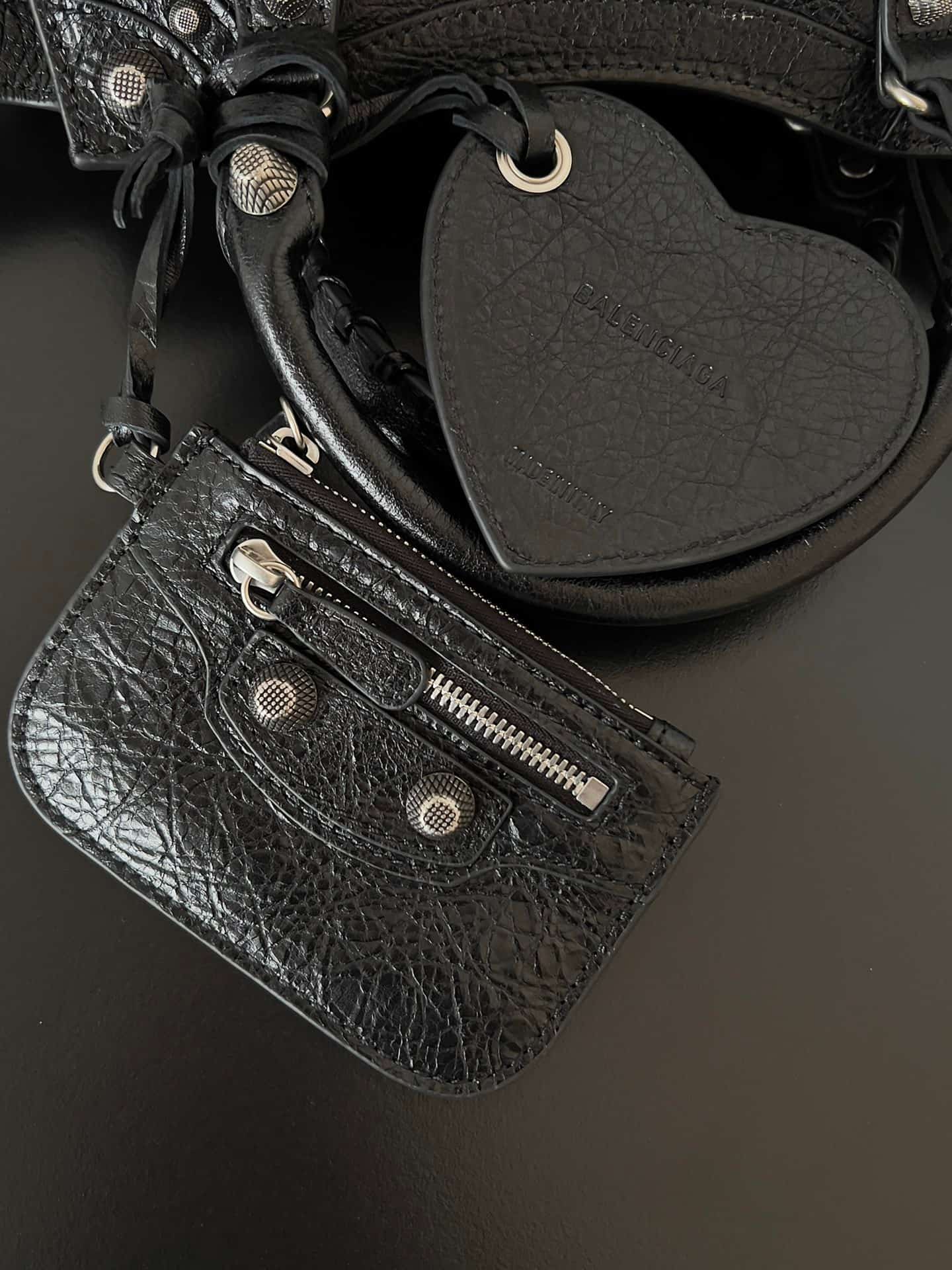 Balenciaga Small Neo Cagole City bag in black lambskin leather High