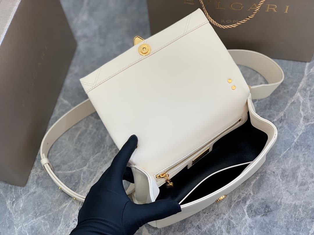 BVLGARI Serpenti Cabochon Small Cross-body Bag White High