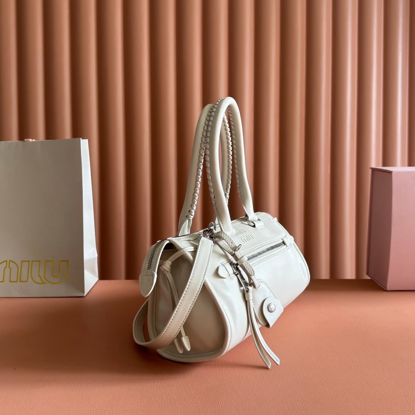 Miu Miu Arcadie bag Smooth Leather 5BA332 White TOP