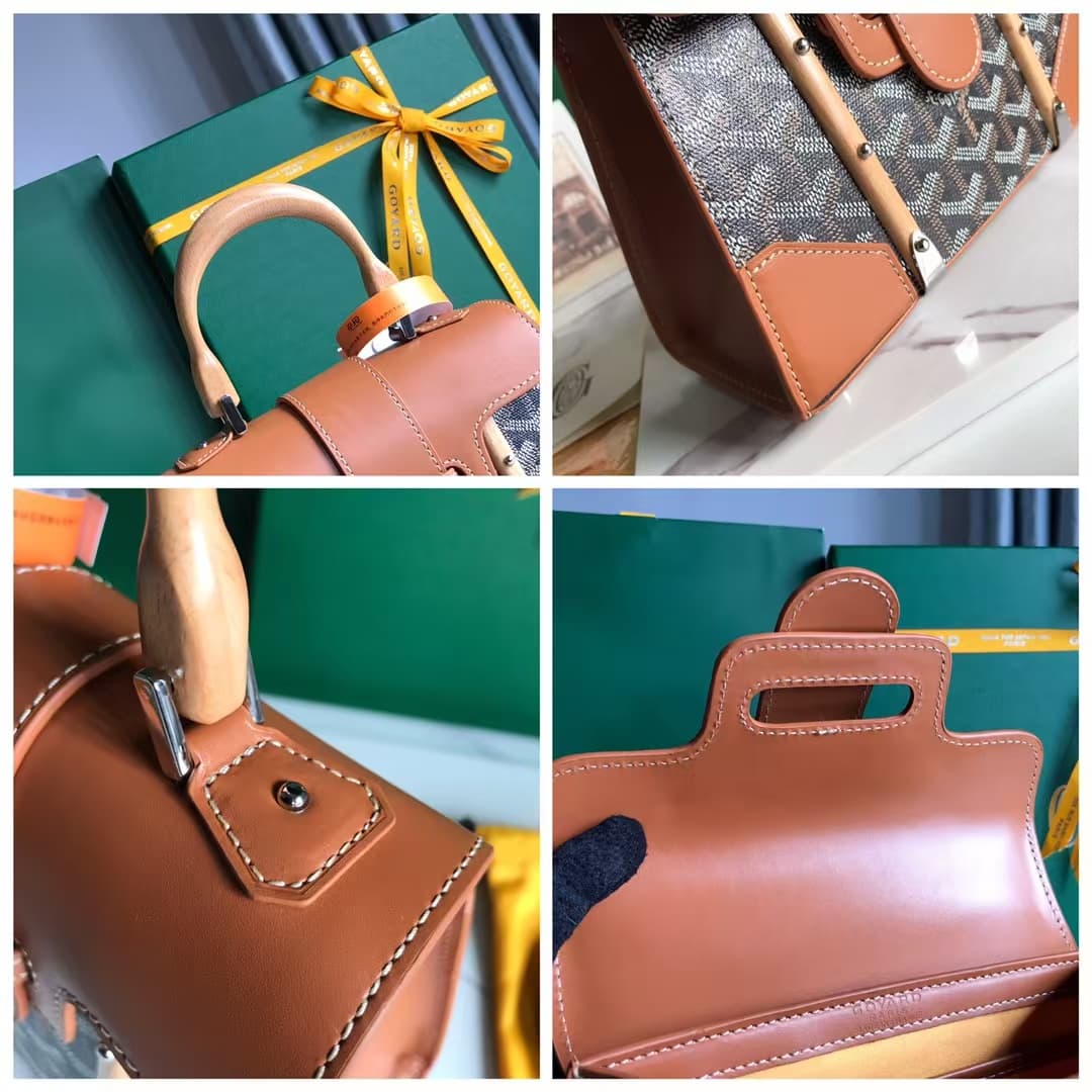 Saïgon Structuré Mini Bag Goyardine Canvas & Cervon Calfskin Black & Tan High