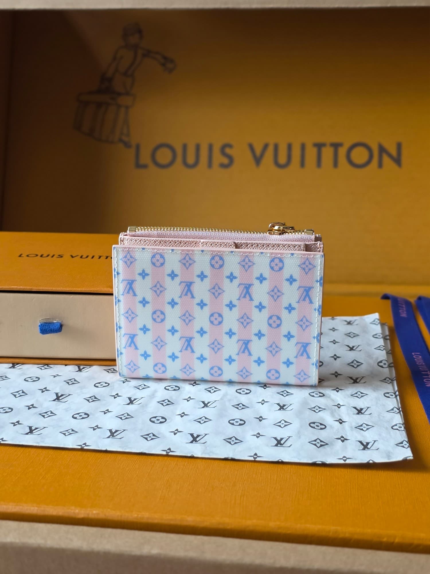 Louis Vuitton Lisa Wallet LV Stamp Blue Coated canvas M29028 High