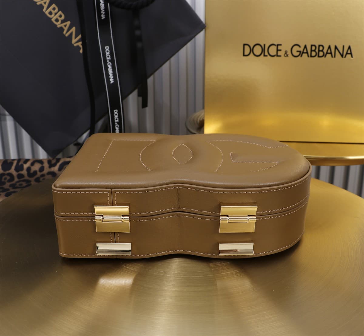 Dolce & Gabbana dark brown leather DG Logo handbag high