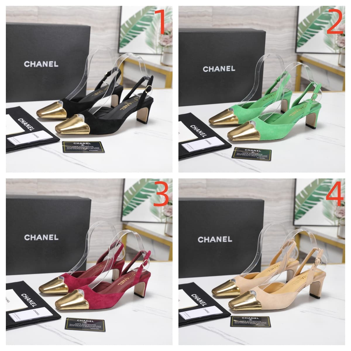 Chanel Bicolor Half D'Orsay Slingback Pumps