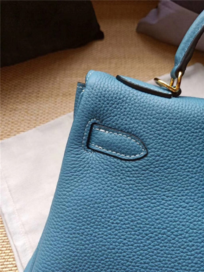 Hermes Kelly 25/28 Retourne Bag Calfskin In Bleu High