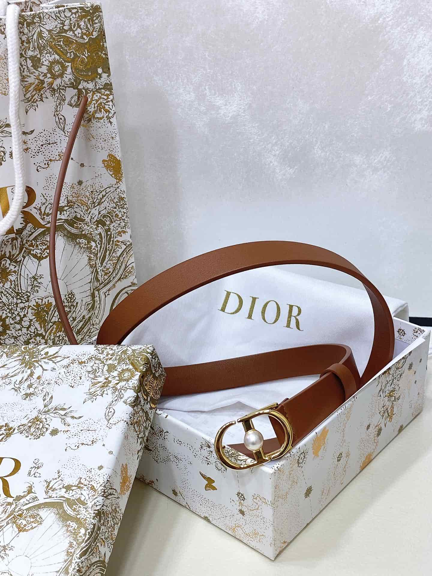 Dior Montaigne Jolie Belt 15/20MM Calfskin Gold/Silver High