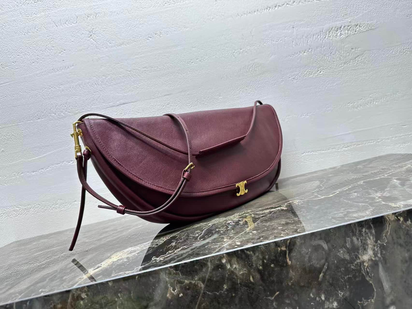 Celine Little Halfmoon Soft Triomphe bag Supple Shiny Lambskin High