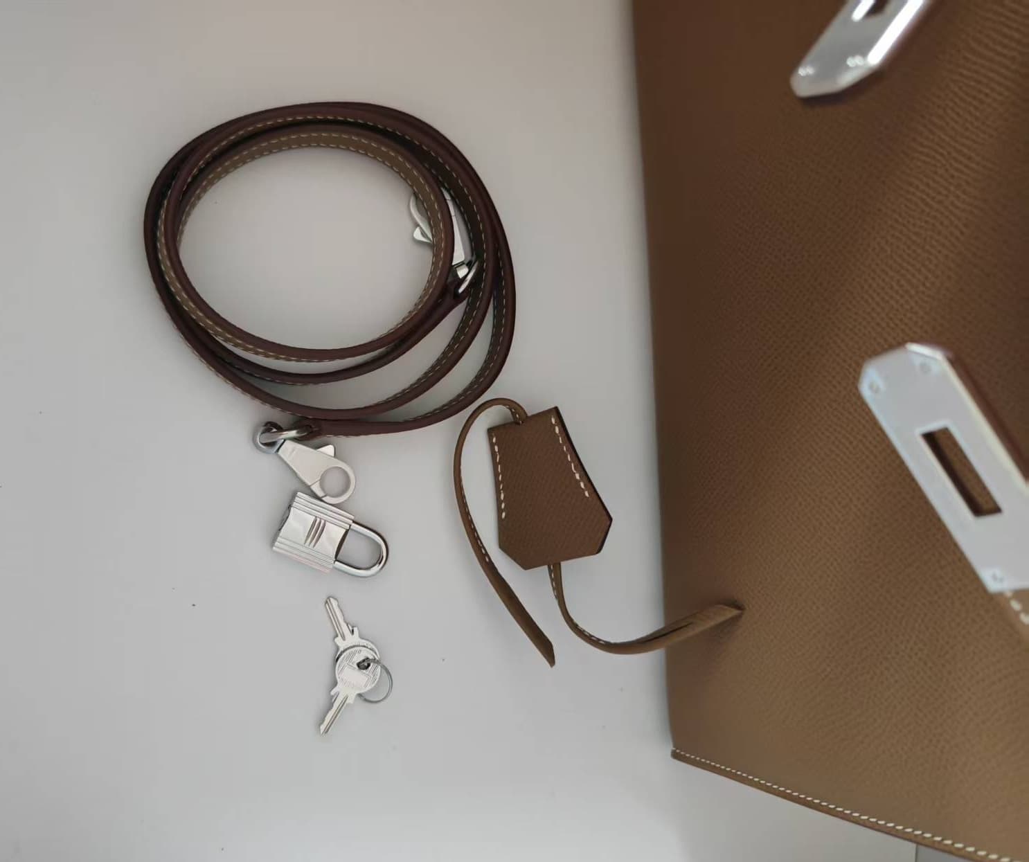 Hermes Kelly 25/28/32cm Sellier Bag Epsom Leather Silver/Gold Metal In Etoupe WAX High