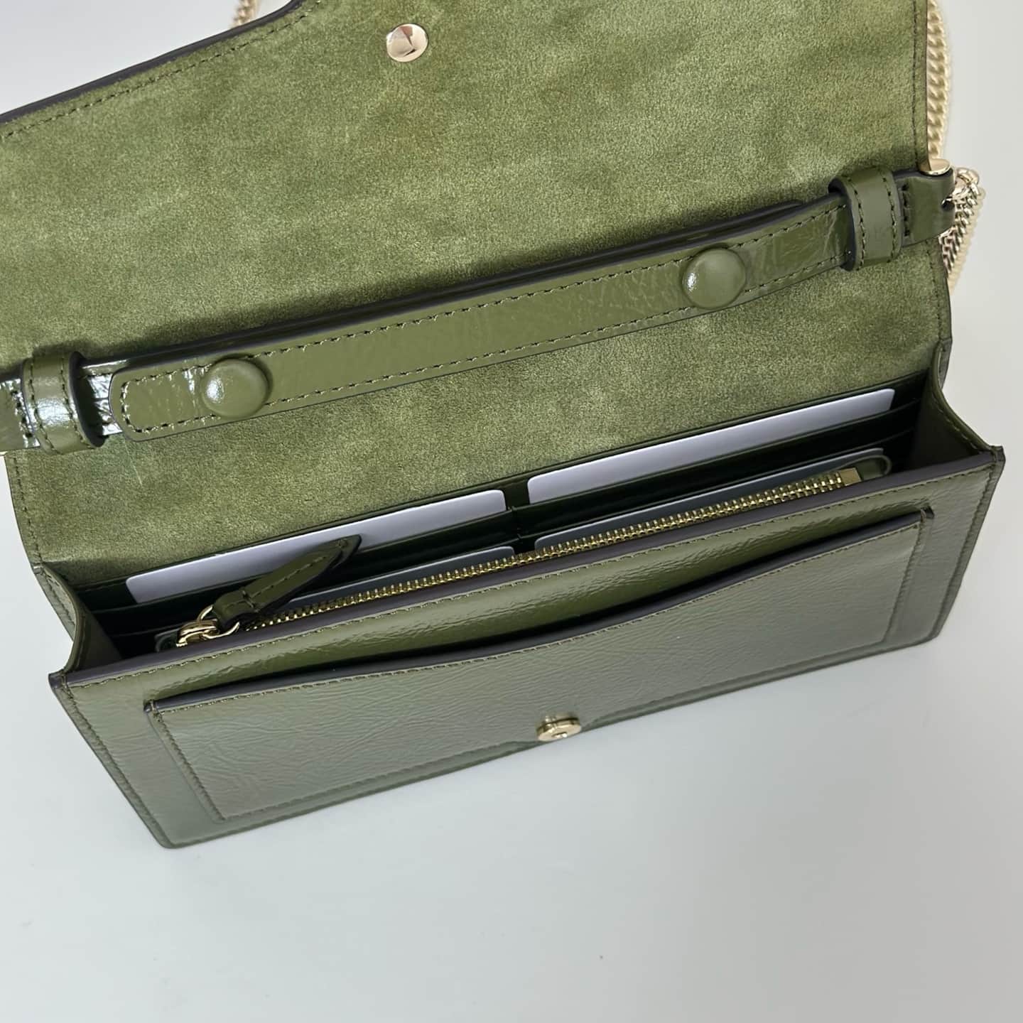 DIONYSUS WALLET ON CHAIN 837374 Green leather High