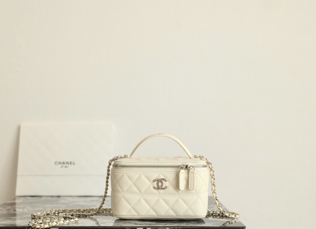 Chanel Handle Box Bag Grained Shiny Calfskin & Gold-Tone Metal TOP