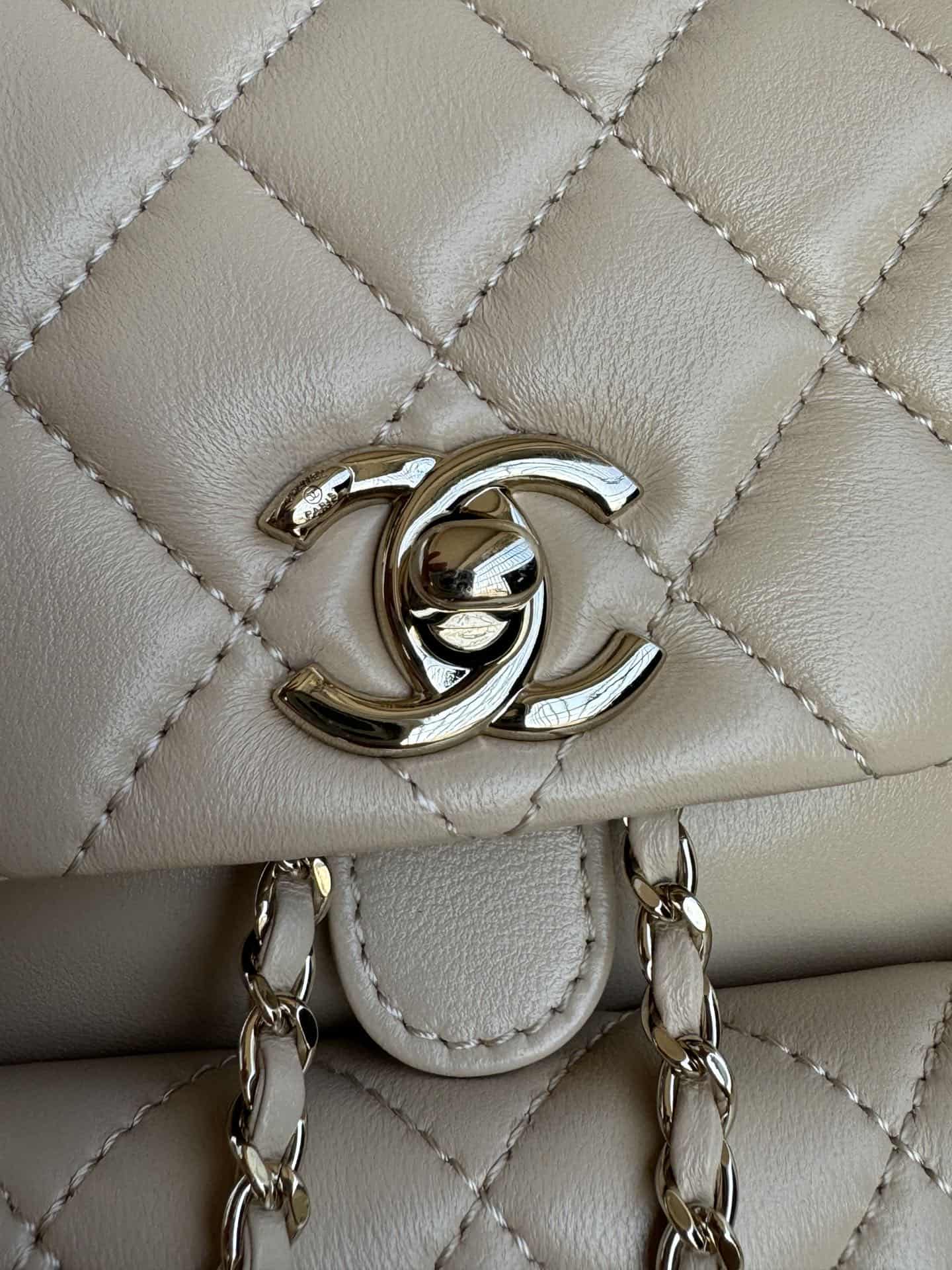 Chanel Small Quilted Duma Backpack Lambskin AS2908 Beige High