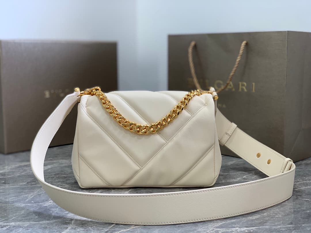 BVLGARI Serpenti Cabochon Small Cross-body Bag White High
