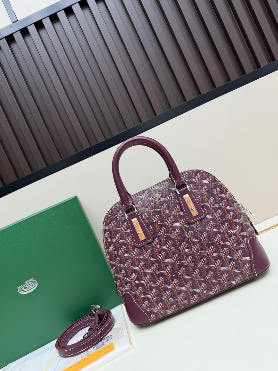 Goyard Vendôme mini bag in Goyardine coated canvas burgundy high