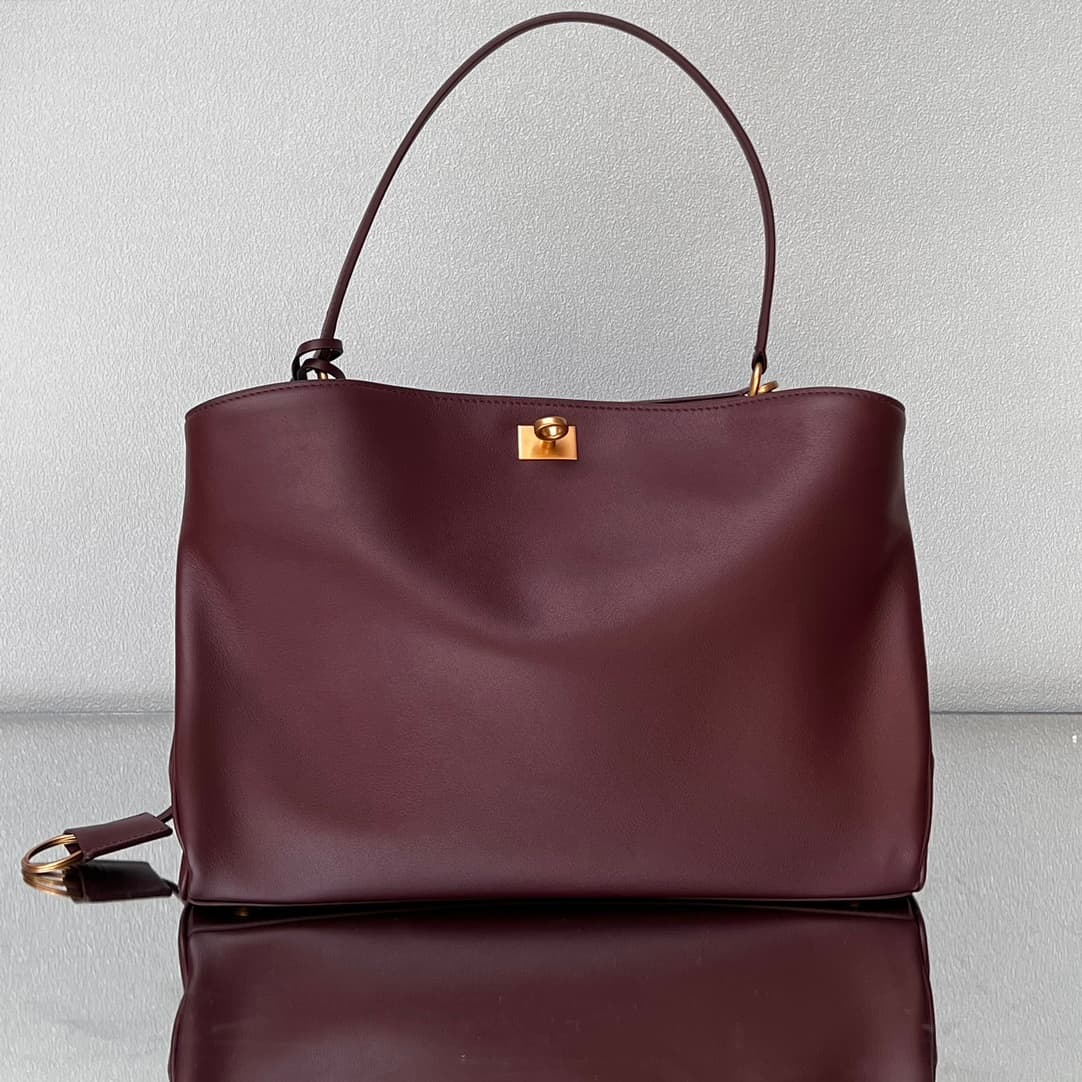 Balenciaga Rodeo Medium Bag in Dark Burgundy Leather With Gold-Tone Metal TOP