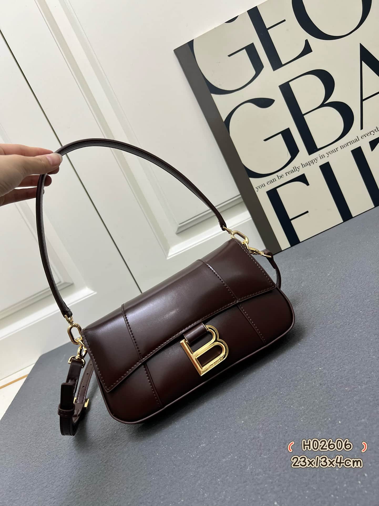 Balenciaga Hourglass sling bag dark brown High