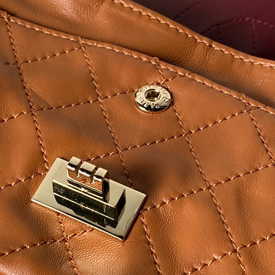Chanel 2.55 Handbag Calfskin & Gold-Tone Metal Caramel A37586 A