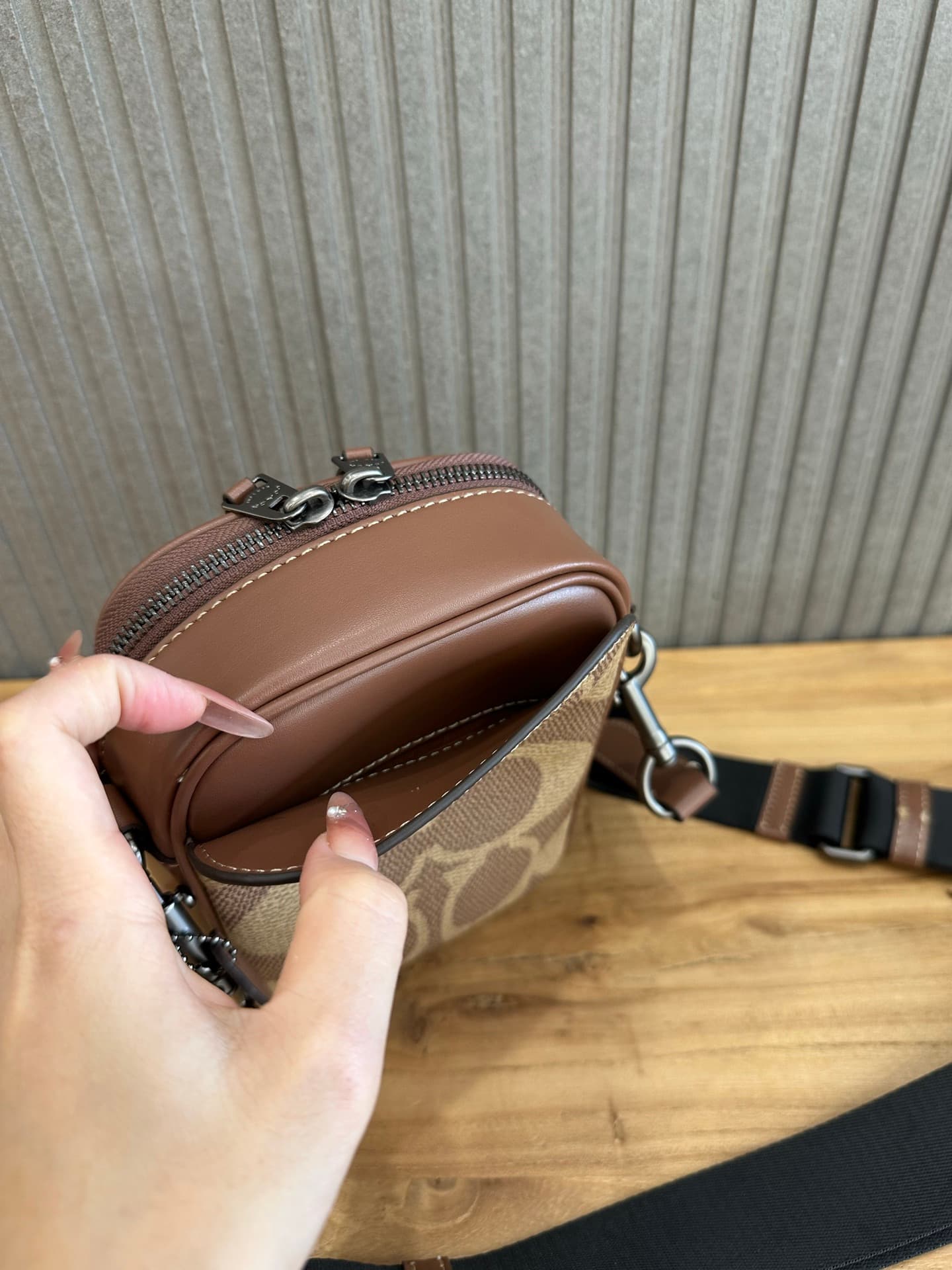 Coach Stanton Crossbody Bag in Beige Signature Canvas High