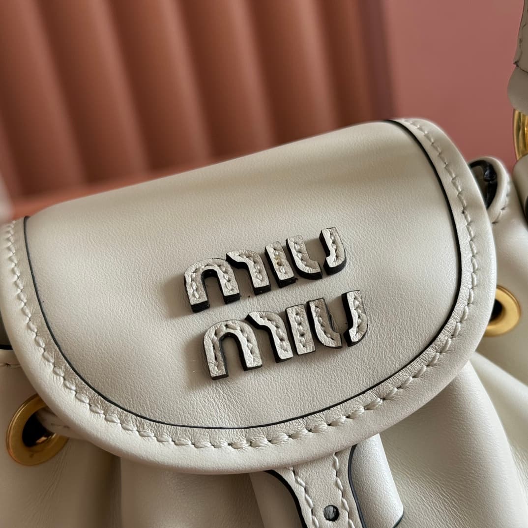 Miu Miu Calfskin Leather backpack White 5BZ045 High