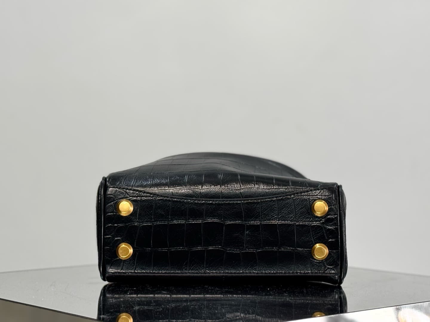 Balenciaga Rodeo Mini Bag in Black Crocodile Embossed Calfskin With Gold-Tone Metal TOP