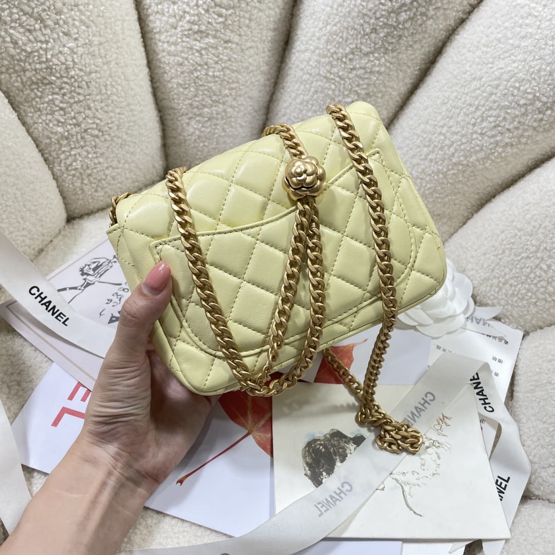 Chanel SUPERMINI FLAP BAG AS4040 Lambskin & Gold-Tone Metal Yellow A
