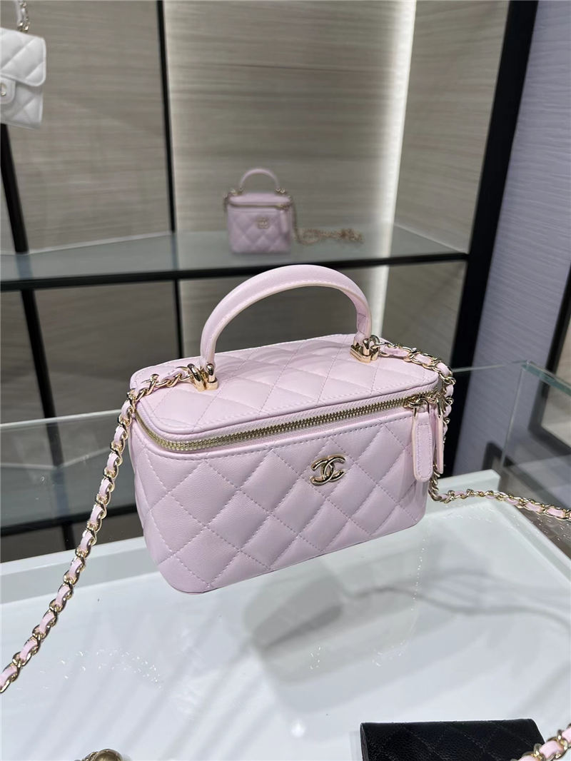 Chanel VANITY WITH CHAIN AP2199 Lambskin & Gold-Tone Metal Pink High