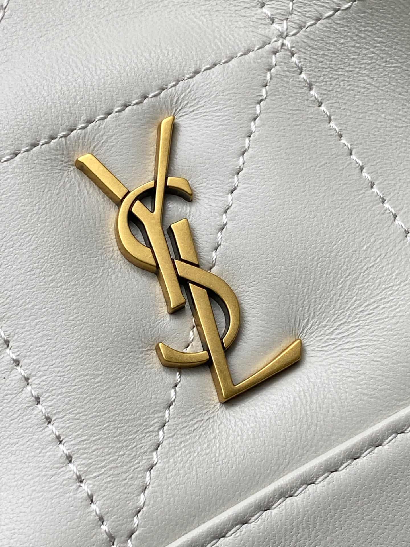 Saint Laurent Jamie Mini Leather Bucket Bag White Lambskin 859174 High