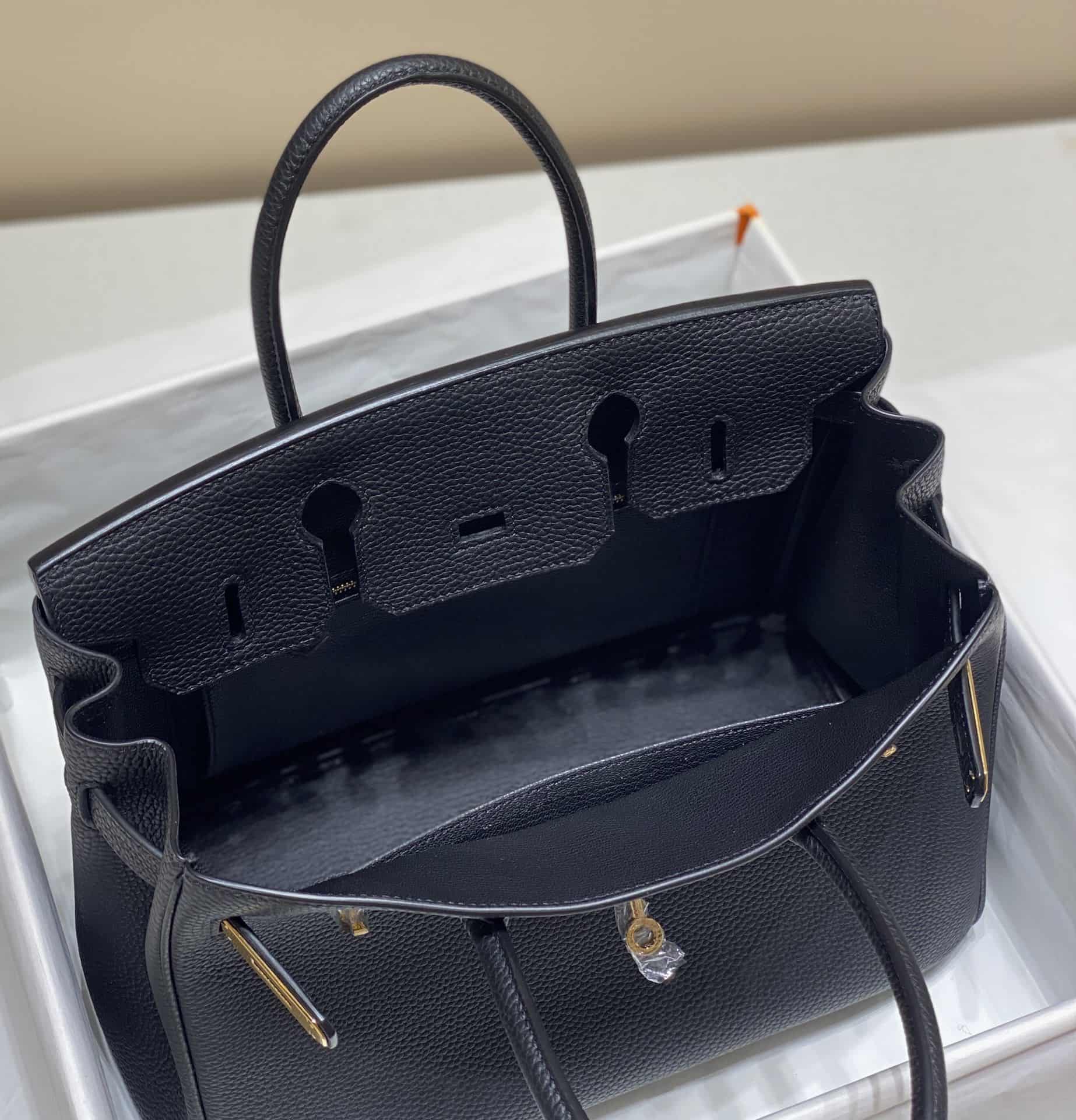 Hermes Birkin 25/30/35cm Bag Calfskin Silver/Gold Metal In Black High