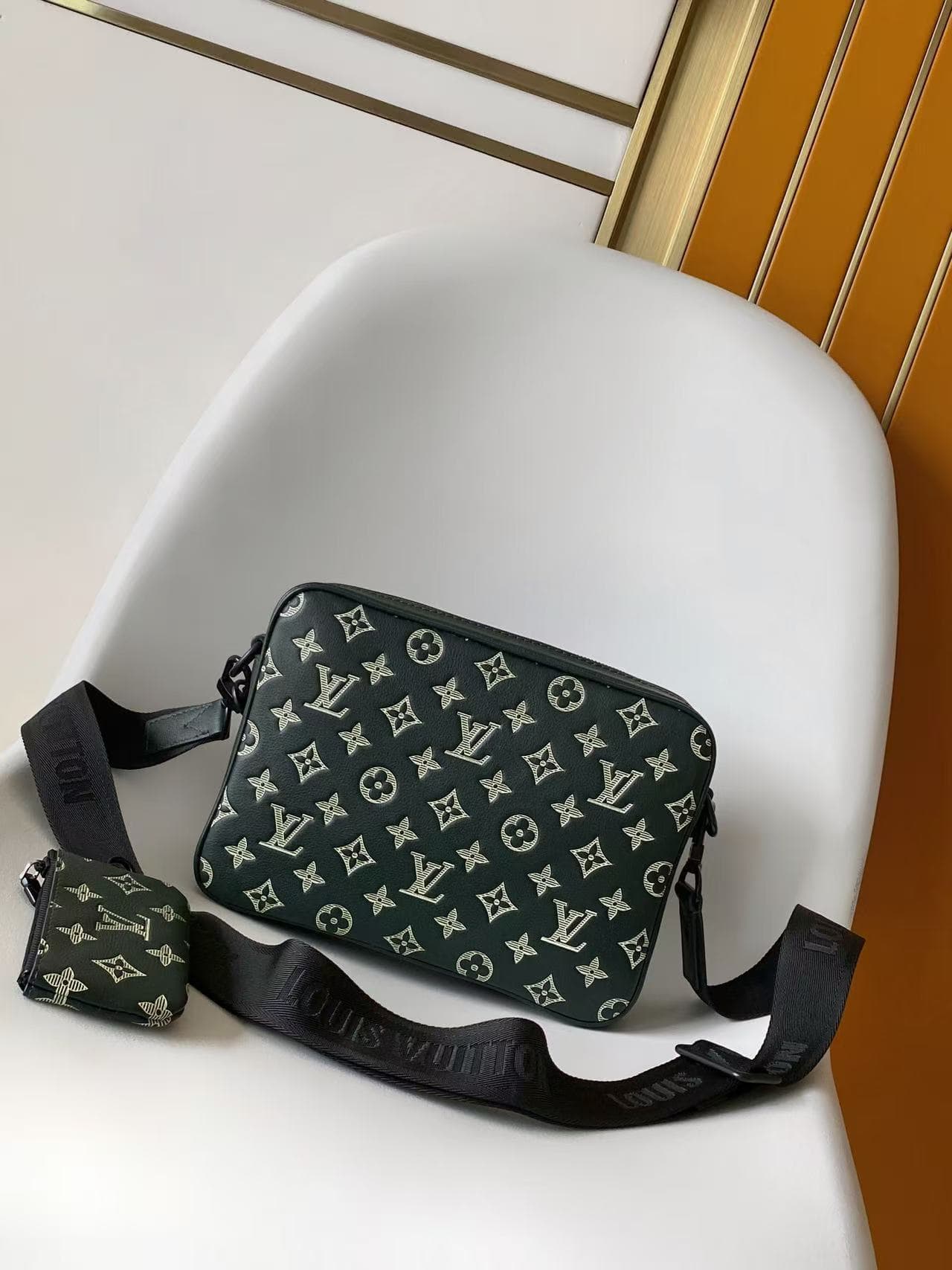 Louis Vuitton Trio Messenger Forest Green Monogram Shadow calfskin leather M27154 High