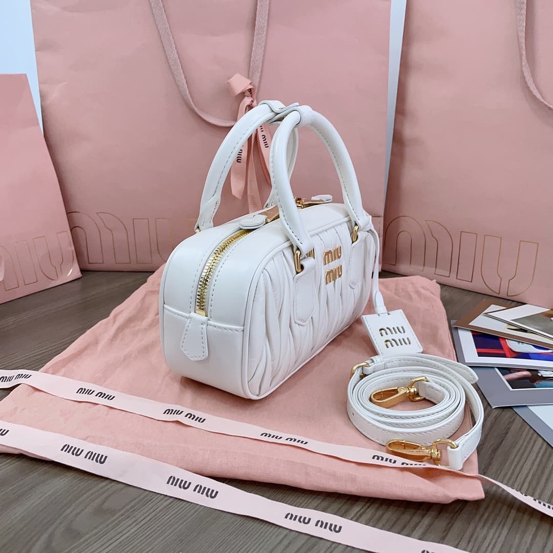 Miu Miu Arcadie matelassé nappa leather bag 5BB142 Cream High