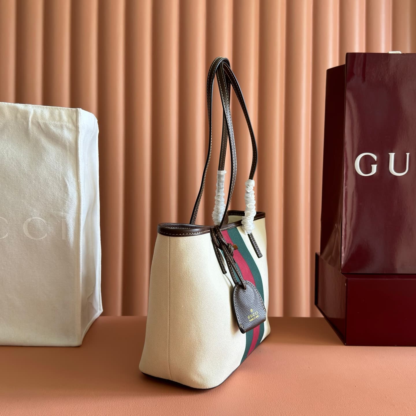Gucci Tribeca small tote bag with charm natural canvas ‎A0034E High