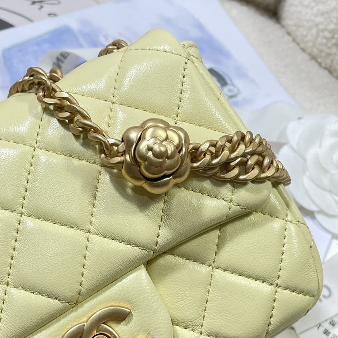 Chanel SUPERMINI FLAP BAG AS4040 Lambskin & Gold-Tone Metal Yellow A
